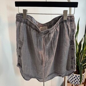 Anthropologie Cloth & Stone Chambray Drawstring Mini Skirt